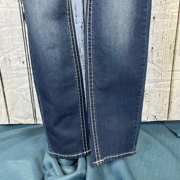 🎀HP🎀 Request Jeans Skinny Distressed Faded Jeans White Flowers & Stitching 9 - Picture 7 of 10